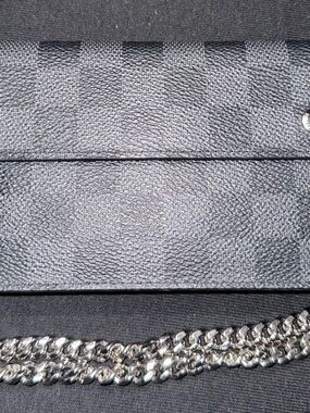 Louis Vuitton Black Textured Clutch with Silver Chain